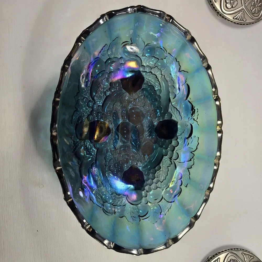Indiana Glass Carnival Blue Iridescent  12